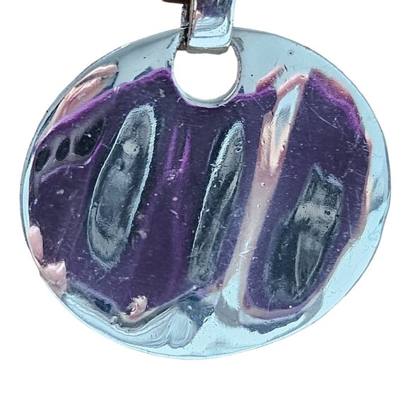 Art Deco Blue Purple Hand Painted Glass Pendant Multi Strand Leather Necklace - Picture 2 of 5